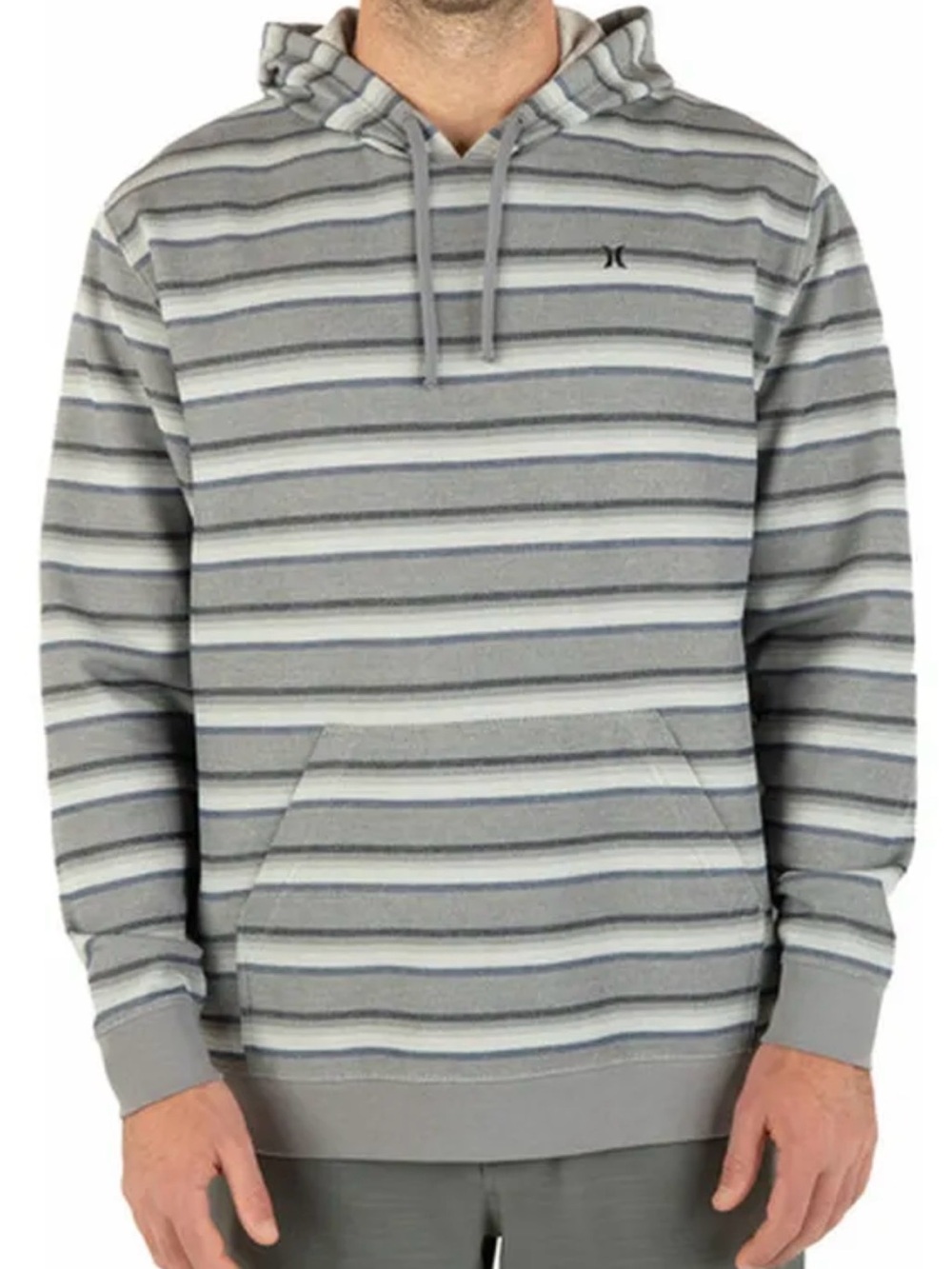 Hurley OG Poncho Gray Striped Pullover Hoodie Mens S NWT